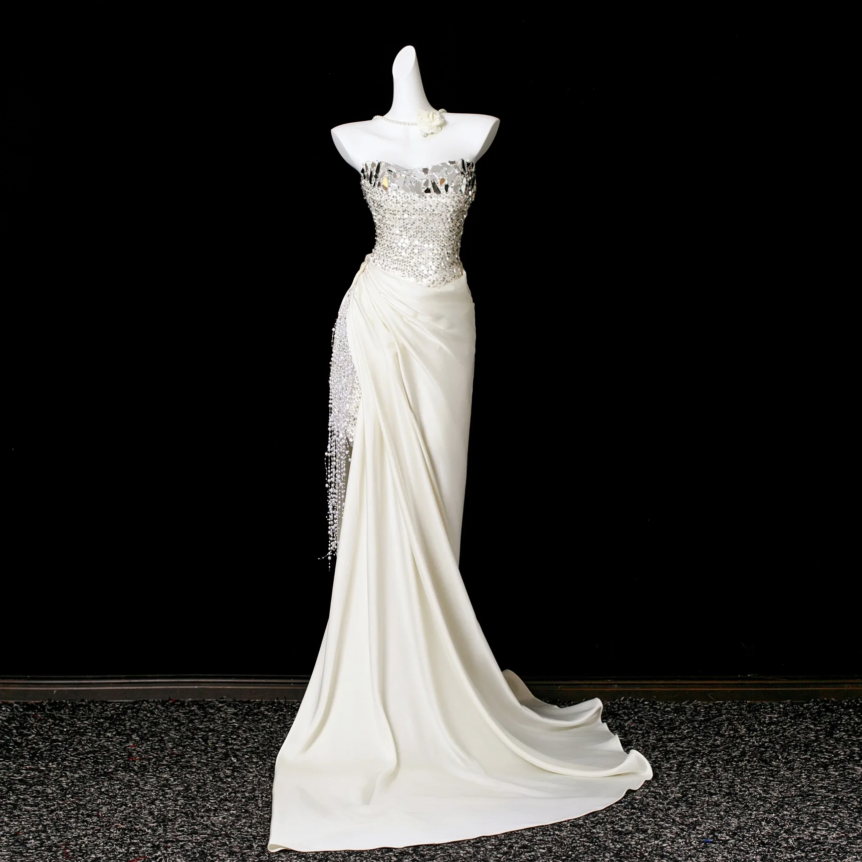 Trumpet/Mermaid Strapless Sleeveless Formal Dresses with Split Side