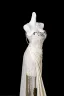 Sexy Ivory / Creme Perlenstickerei Pailletten Perle Quaste Gespaltete Front Abendkleider 2025 Meerjungfrau Bandeau Ärmellos Rückenfreies Sweep / Pinsel Zug Festliche Kleider