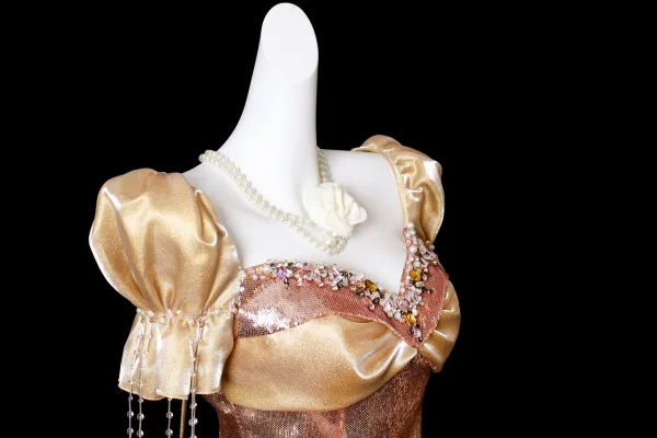 Bling Bling Sexy Khaki Perlenstickerei Perle Pailletten Gespaltete Front Abendkleider 2025 Meerjungfrau Eckiger Ausschnitt Geschwollenes Kurze Ärmel Rückenfreies Sweep / Pinsel Zug
