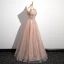 Chic / Beautiful Gold Beading Tassel Lace Flower Prom Dresses 2023 A-Line / Princess Halter Sleeveless Backless Floor-Length / Long Prom Formal Dresses