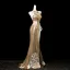 Sparkly Sexy Gold Beading Sequins Lace Flower Split Front Evening Dresses 2025 Trumpet / Mermaid High Neck Sleeveless Sweep Train Formal Dresses
