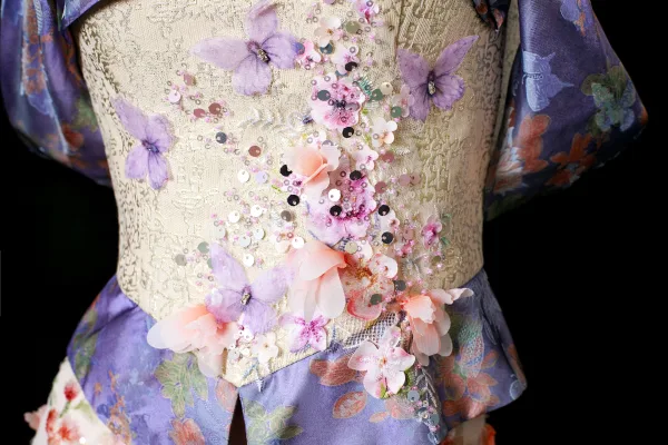 Flower Fairy Champagne Butterfly Appliques Beading Sequins Lace Flower Split Front Prom Dresses 2025 Trumpet / Mermaid Strapless Sleeveless Backless Floor-Length / Long