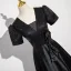 Vintage / Retro Black Sequins Prom Dresses 2024 A-Line / Princess V-Neck Short Sleeve Backless Bow Floor-Length / Long Prom Formal Dresses