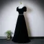 Élégant Noire Perle Paillettes Faux Diamant Robe De Bal 2025 Robe Boule Encolure Carrée Manches Courtes Dos Nu Longue Robe De Ceremonie