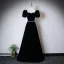 Élégant Noire Perle Paillettes Faux Diamant Robe De Bal 2025 Robe Boule Encolure Carrée Manches Courtes Dos Nu Longue Robe De Ceremonie