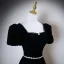 Élégant Noire Perle Paillettes Faux Diamant Robe De Bal 2025 Robe Boule Encolure Carrée Manches Courtes Dos Nu Longue Robe De Ceremonie