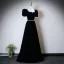 Élégant Noire Perle Paillettes Faux Diamant Robe De Bal 2025 Robe Boule Encolure Carrée Manches Courtes Dos Nu Longue Robe De Ceremonie