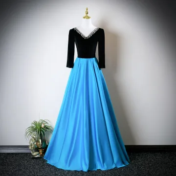 Vintage Retro Pool Blue Rhinestone Prom Dresses 2025 A Line Princess V Neck Long Sleeve Backless Floor Length Long Formal Dresses