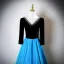 Vintage / Retro Pool Blue Rhinestone Prom Dresses 2025 A-Line / Princess V-Neck Long Sleeve Backless Floor-Length / Long Formal Dresses