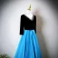 Vintage / Retro Pool Blue Rhinestone Prom Dresses 2025 A-Line / Princess V-Neck Long Sleeve Backless Floor-Length / Long Formal Dresses