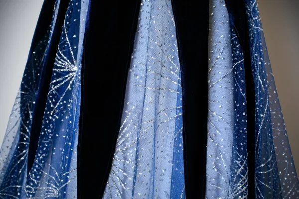 Vintage / Retro Navy Blue Sequins Prom Dresses 2025 A-Line / Princess U-Neck Cap Sleeves Backless Floor-Length / Long Formal Dresses