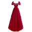 Elegant Burgundy Beading Pearl Glitter Prom Dresses 2023 A-Line / Princess Square Neckline Puffy Short Sleeve Backless Floor-Length / Long Formal Dresses