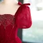 Elegant Burgundy Beading Pearl Glitter Prom Dresses 2023 A-Line / Princess Square Neckline Puffy Short Sleeve Backless Floor-Length / Long Formal Dresses