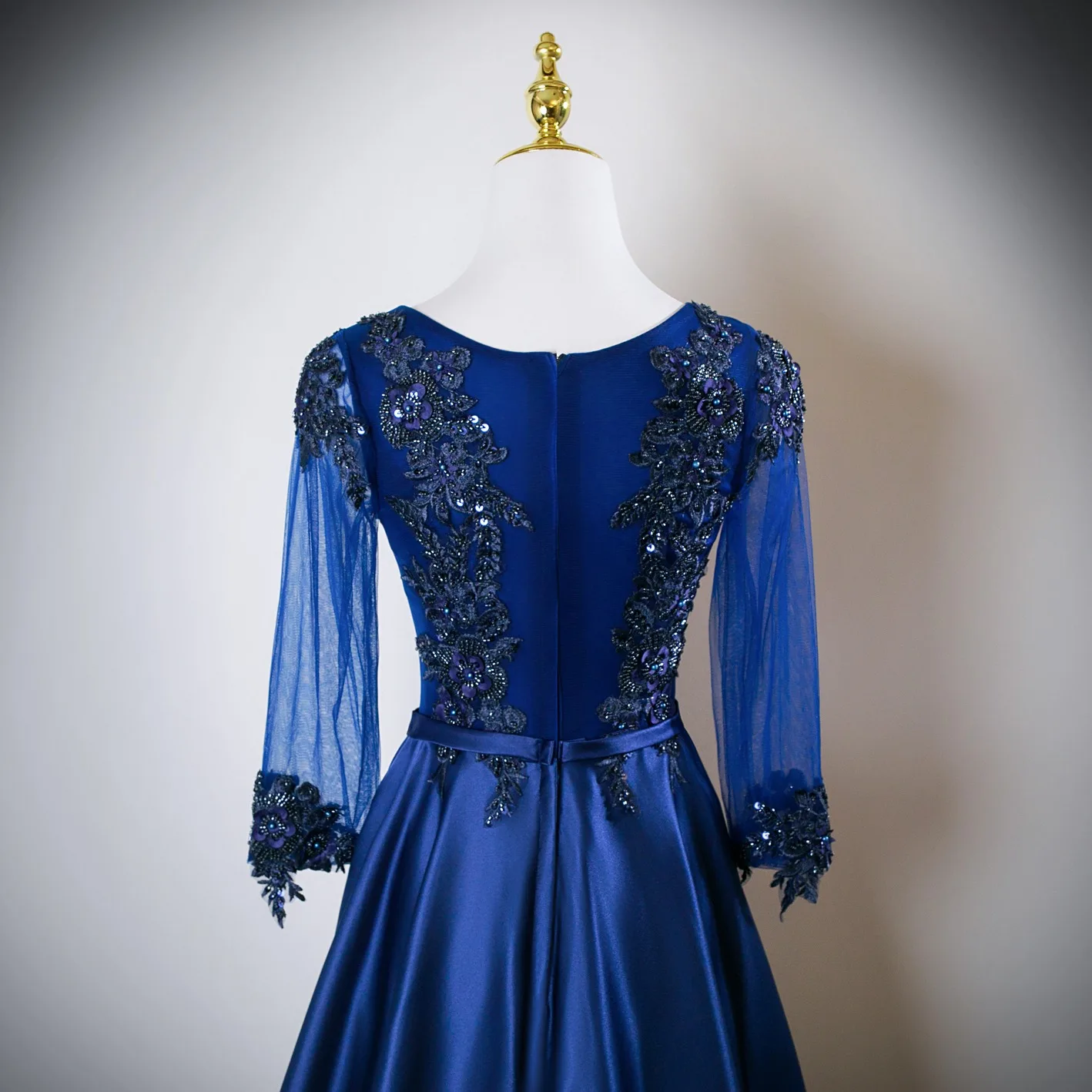 baby blue dress casual Ellie Wilde EW36083 A Line Lace Long Formal Prom Dark Purple Dress – The  Dress Outlet