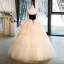 Charmant Champagner Strass Fallende Rüsche Ballkleider 2023 Ballkleid Ärmellos Bandeau Rückenfreies Lange Festliche Kleider