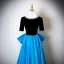 Vintage / Originale Océan Bleu Perle Faux Diamant Satin Robe De Bal 2025 Princesse Encolure Dégagée Manches Courtes Noeud Dos Nu Longue Robe De Ceremonie