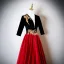 Elegant Red Sequins Lace Flower Satin Prom Dresses 2025 A-Line / Princess V-Neck 1/2 Sleeves Backless Floor-Length / Long Formal Dresses