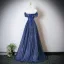Élégant Bleu Roi Paillettes Robe De Bal 2025 Princesse De l'épaule Manches Courtes Dos Nu Longue Robe De Ceremonie