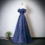 Élégant Bleu Roi Paillettes Robe De Bal 2025 Princesse De l'épaule Manches Courtes Dos Nu Longue Robe De Ceremonie