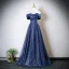 Élégant Bleu Roi Paillettes Robe De Bal 2025 Princesse De l'épaule Manches Courtes Dos Nu Longue Robe De Ceremonie