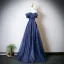 Élégant Bleu Roi Paillettes Robe De Bal 2025 Princesse De l'épaule Manches Courtes Dos Nu Longue Robe De Ceremonie