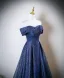 Élégant Bleu Roi Paillettes Robe De Bal 2025 Princesse De l'épaule Manches Courtes Dos Nu Longue Robe De Ceremonie