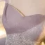 Elegant Grey Beading Sequins Prom Dresses 2023 Ball Gown Square Neckline Puffy Short Sleeve Backless Floor-Length / Long Formal Dresses