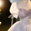 Elegant Grey Beading Sequins Prom Dresses 2023 Ball Gown Square Neckline Puffy Short Sleeve Backless Floor-Length / Long Formal Dresses