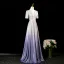 Bling Bling Multi-Colors Lavender Beading Tassel Glitter Prom Dresses 2025 A-Line / Princess V-Neck Short Sleeve Backless Floor-Length / Long Formal Dresses
