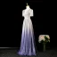 Charming Multi-Colors Lavender Rhinestone Glitter Prom Dresses 2025 A-Line / Princess V-Neck Short Sleeve Backless Floor-Length / Long Formal Dresses
