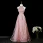 Glitzernden Charmant Pink Perlenstickerei Perle Strass Pailletten Ballkleider 2025 A Linie Stehkragen Ärmellos Rückenfreies Lange Festliche Kleider