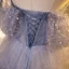 Elegant Lavender Beading Sequins Prom Dresses 2023 Ball Gown Square Neckline Puffy Short Sleeve Backless Floor-Length / Long Formal Dresses