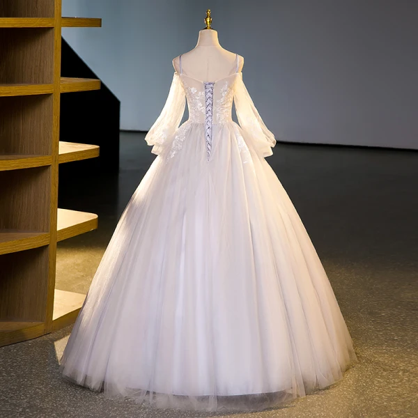 Chic / Belle Rougissant Rose Perlage Perle Paillettes En Dentelle Fleur Robe De Bal 2023 Princesse Bretelles Spaghetti Manches Courtes Dos Nu Longue Robe De Ceremonie