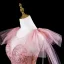 Glitzernden Pink Perlenstickerei Pailletten Ballkleider 2025 A Linie Rundhalsausschnitt Ärmellos Rückenfreies Sweep / Pinsel Zug Festliche Kleider