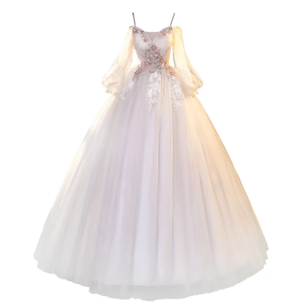 Chic / Belle Rougissant Rose Perlage Perle Paillettes En Dentelle Fleur Robe De Bal 2023 Princesse Bretelles Spaghetti Manches Courtes Dos Nu Longue Robe De Ceremonie