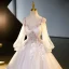 Chic / Belle Rougissant Rose Perlage Perle Paillettes En Dentelle Fleur Robe De Bal 2023 Princesse Bretelles Spaghetti Manches Courtes Dos Nu Longue Robe De Ceremonie