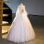 Chic / Belle Rougissant Rose Perlage Perle Paillettes En Dentelle Fleur Robe De Bal 2023 Princesse Bretelles Spaghetti Manches Courtes Dos Nu Longue Robe De Ceremonie