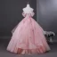 Lovely Blushing Pink Pearl Appliques Prom Dresses 2026 Ball Gown Strapless Sleeveless Backless Floor-Length / Long Formal Dresses