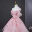 Lovely Blushing Pink Pearl Appliques Prom Dresses 2026 Ball Gown Strapless Sleeveless Backless Floor-Length / Long Formal Dresses