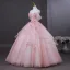 Lovely Blushing Pink Pearl Appliques Prom Dresses 2026 Ball Gown Strapless Sleeveless Backless Floor-Length / Long Formal Dresses