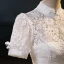 Charming Ivory Lace Flower Bow Evening Dresses 2023 Trumpet / Mermaid High Neck Short Sleeve Floor-Length / Long Evening Party Formal Dresses