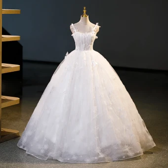 Chic Beautiful White Butterfly Appliques Prom Dresses 2023 Ball Gown Spaghetti Straps Sleeveless Backless Floor Length Long Prom Formal Dresses