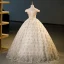 Elegant Champagne Sequins Appliques Prom Dresses 2023 Ball Gown Off-The-Shoulder Sleeveless Backless Floor-Length / Long Prom Formal Dresses