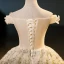 Elegant Champagne Sequins Appliques Prom Dresses 2023 Ball Gown Off-The-Shoulder Sleeveless Backless Floor-Length / Long Prom Formal Dresses