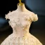 Elegant Champagne Sequins Appliques Prom Dresses 2023 Ball Gown Off-The-Shoulder Sleeveless Backless Floor-Length / Long Prom Formal Dresses