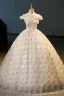 Elegant Champagne Sequins Appliques Prom Dresses 2023 Ball Gown Off-The-Shoulder Sleeveless Backless Floor-Length / Long Prom Formal Dresses