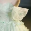 Fashion Sage Green Beading Butterfly Appliques Prom Dresses 2023 Ball Gown Off-The-Shoulder Short Sleeve Backless Floor-Length / Long Prom Formal Dresses