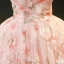 Flower Fairy Blushing Pink Appliques Printing Flower Sequins Prom Dresses 2023 Ball Gown Strapless Sleeveless Backless Floor-Length / Long Prom Formal Dresses