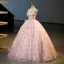 Flower Fairy Blushing Pink Appliques Printing Flower Sequins Prom Dresses 2023 Ball Gown Strapless Sleeveless Backless Floor-Length / Long Prom Formal Dresses