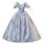 Elegant Sky Blue Glitter Sequins Prom Dresses 2023 Ball Gown V-Neck Short Sleeve Backless Floor-Length / Long Prom Formal Dresses